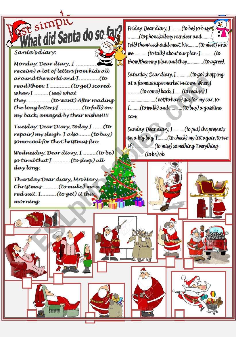 SantaÂ´s diary worksheet