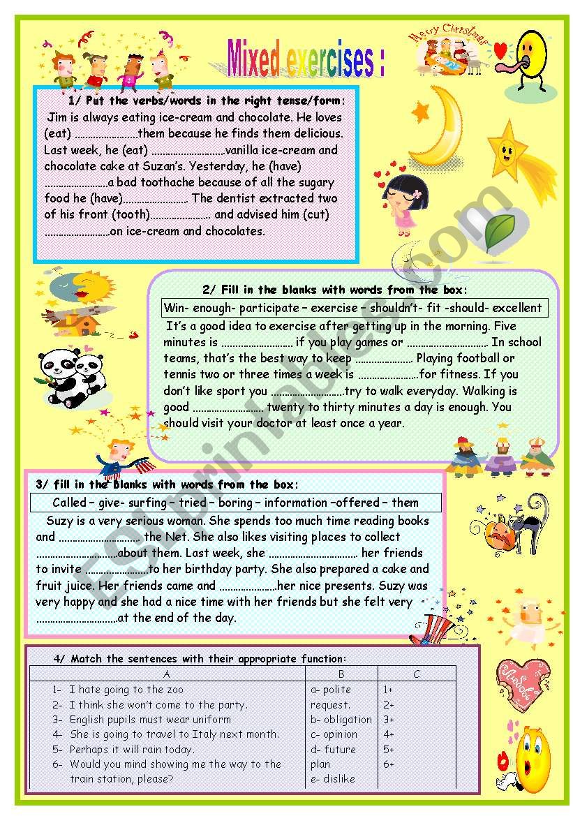 mixed exercises worksheet