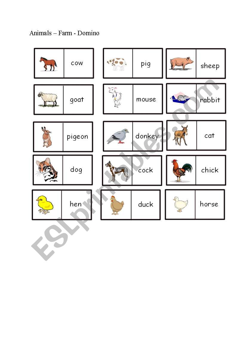 Animals Farm Domino worksheet