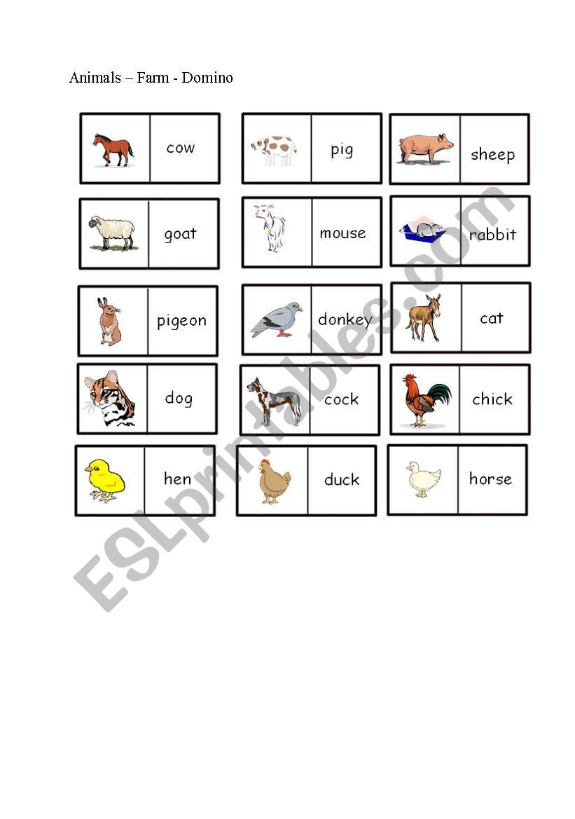 Animals Farm Domino worksheet