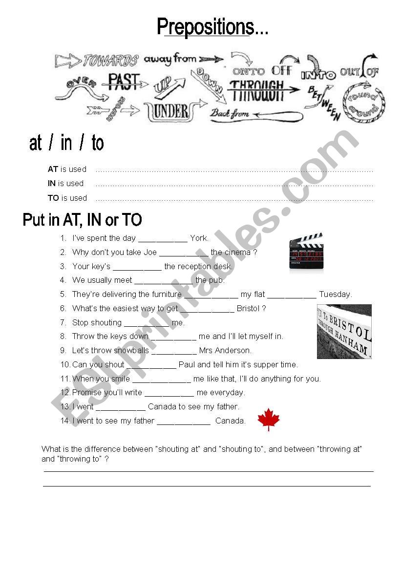 Prepositions worksheet