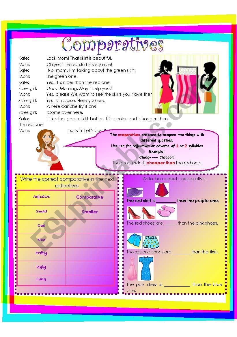 Comparatives (Page 1) worksheet