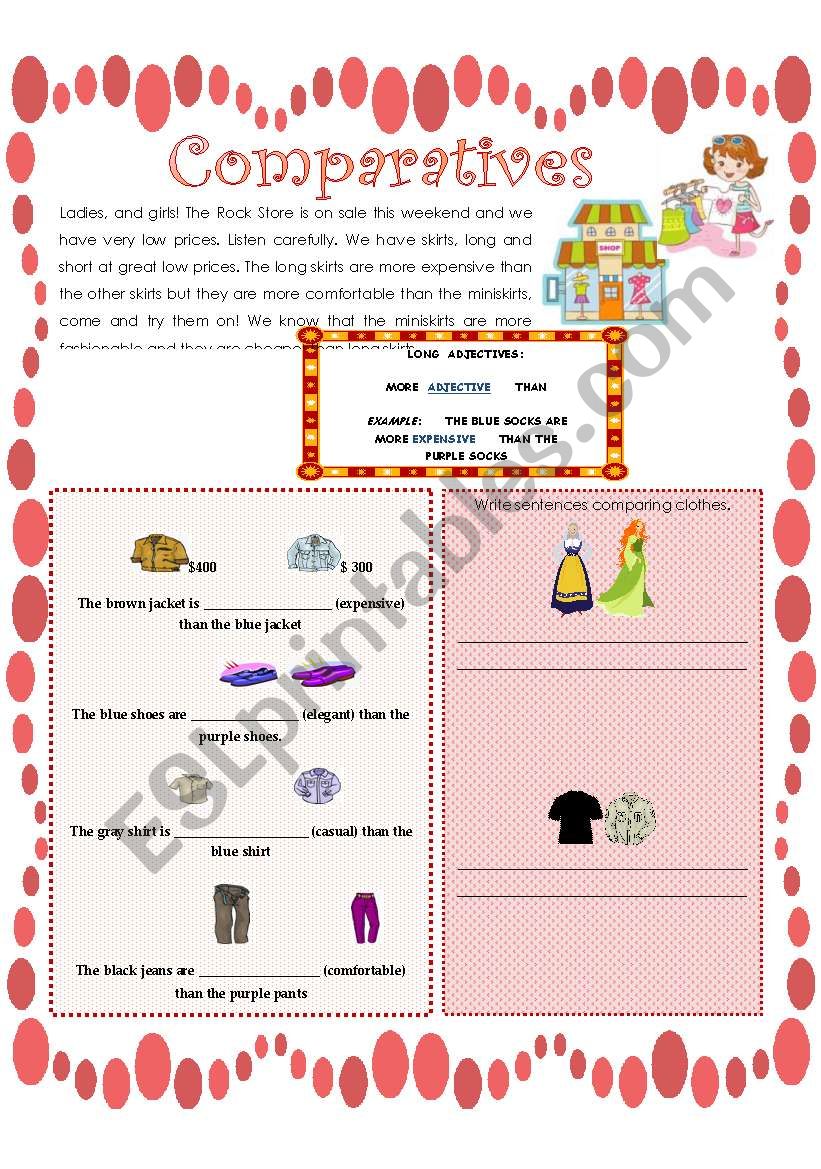 Comparatives (Page 2) worksheet