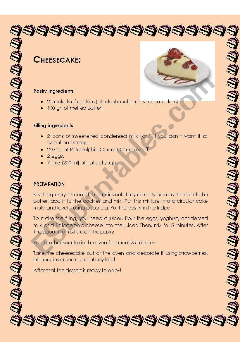 Easy strawberry cheesecake worksheet