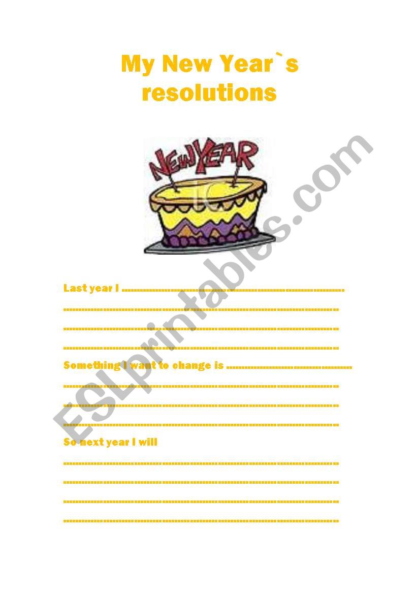 NEW YEARS RESOLUTIONS worksheet