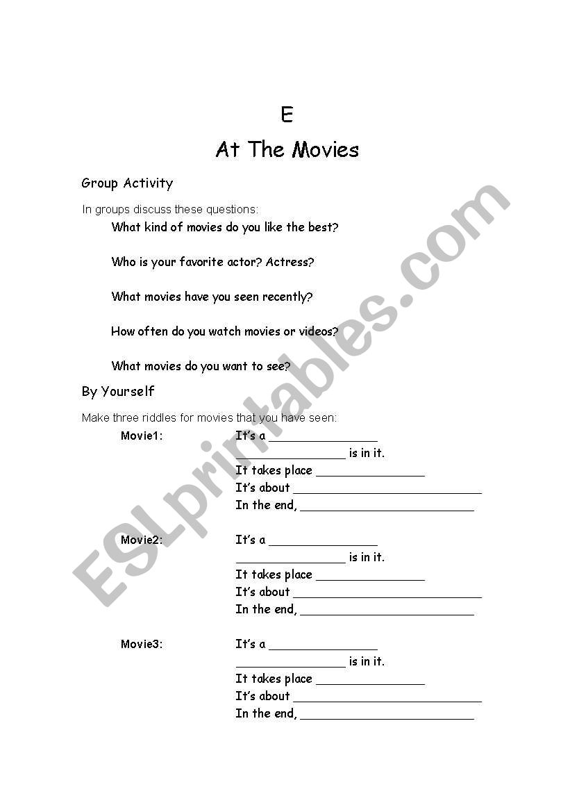 film talking worksheet