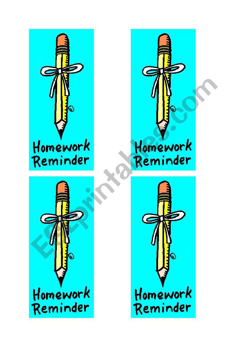 Homework Reminder worksheet