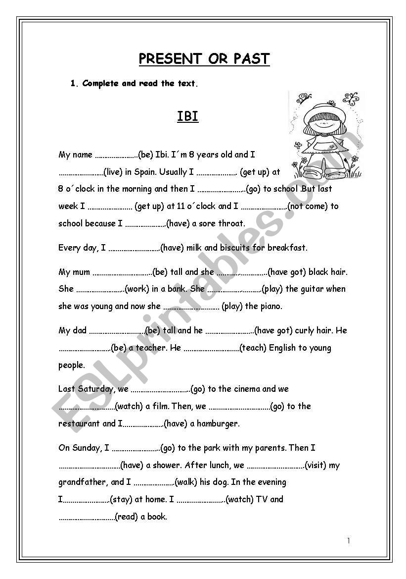 Present or past worksheet