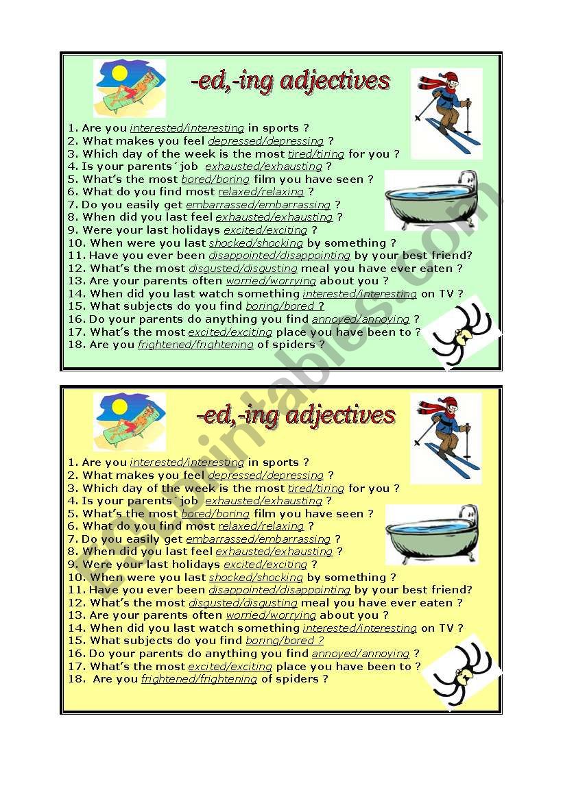 -ed, - ing  adjectives - Grammar and speaking