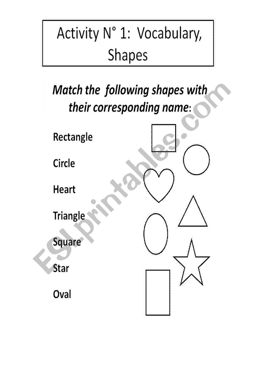 Vocabulary:   Shapes worksheet