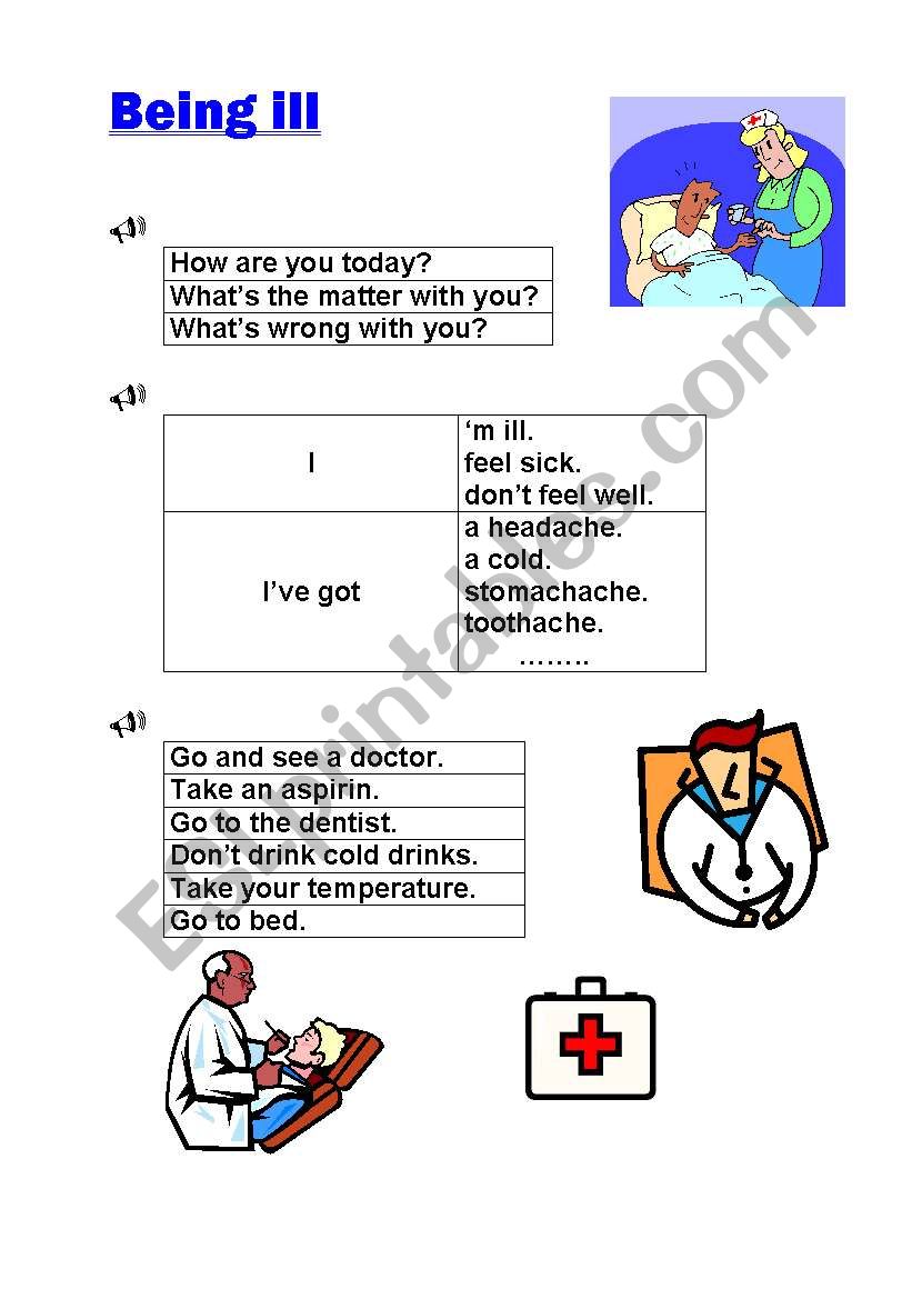 Dialogue about being ill worksheet