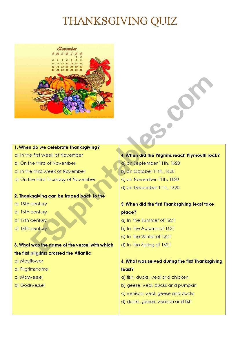 thanksgiving worksheet