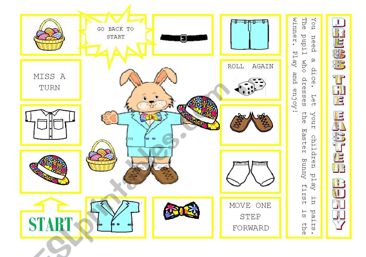 DRESS THE EASTER BUNNY worksheet