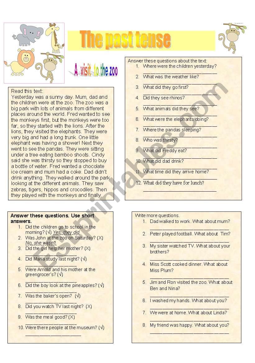 A visit to the zoo worksheet