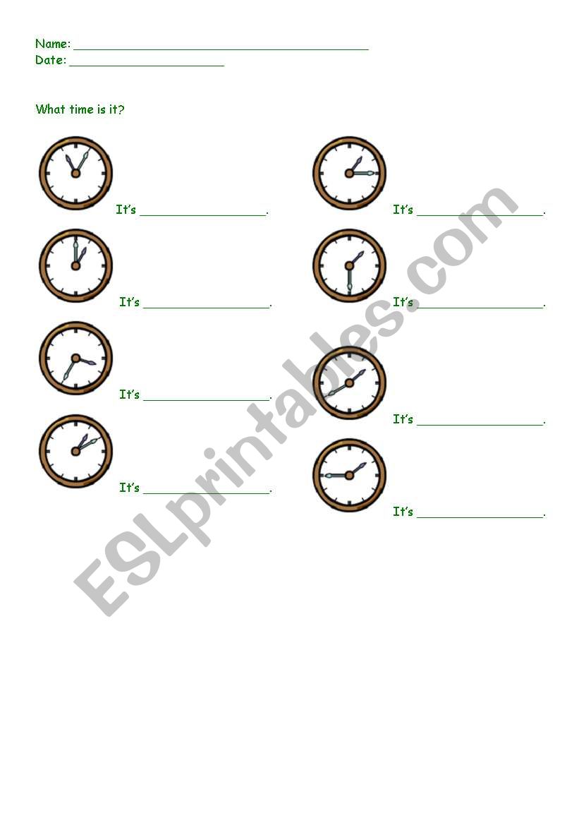 TIME worksheet