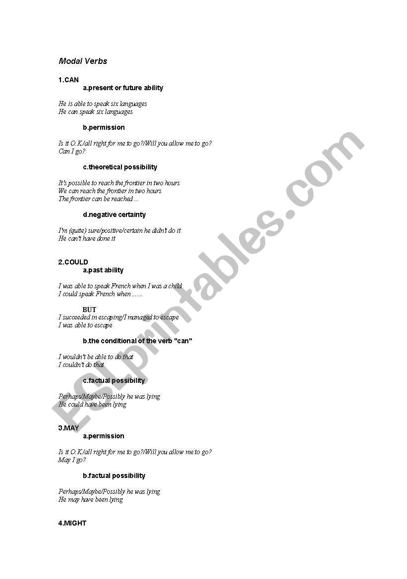 modal verbs worksheet