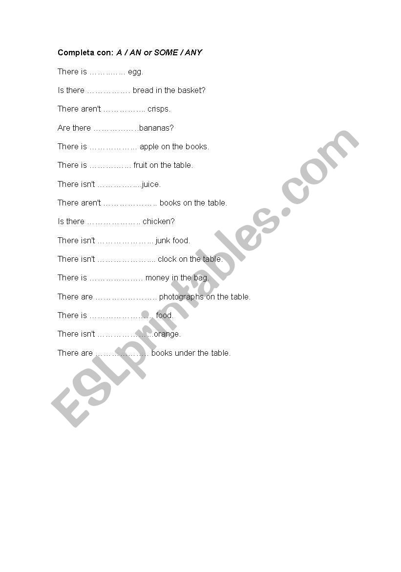 A-An-Some-Any worksheet