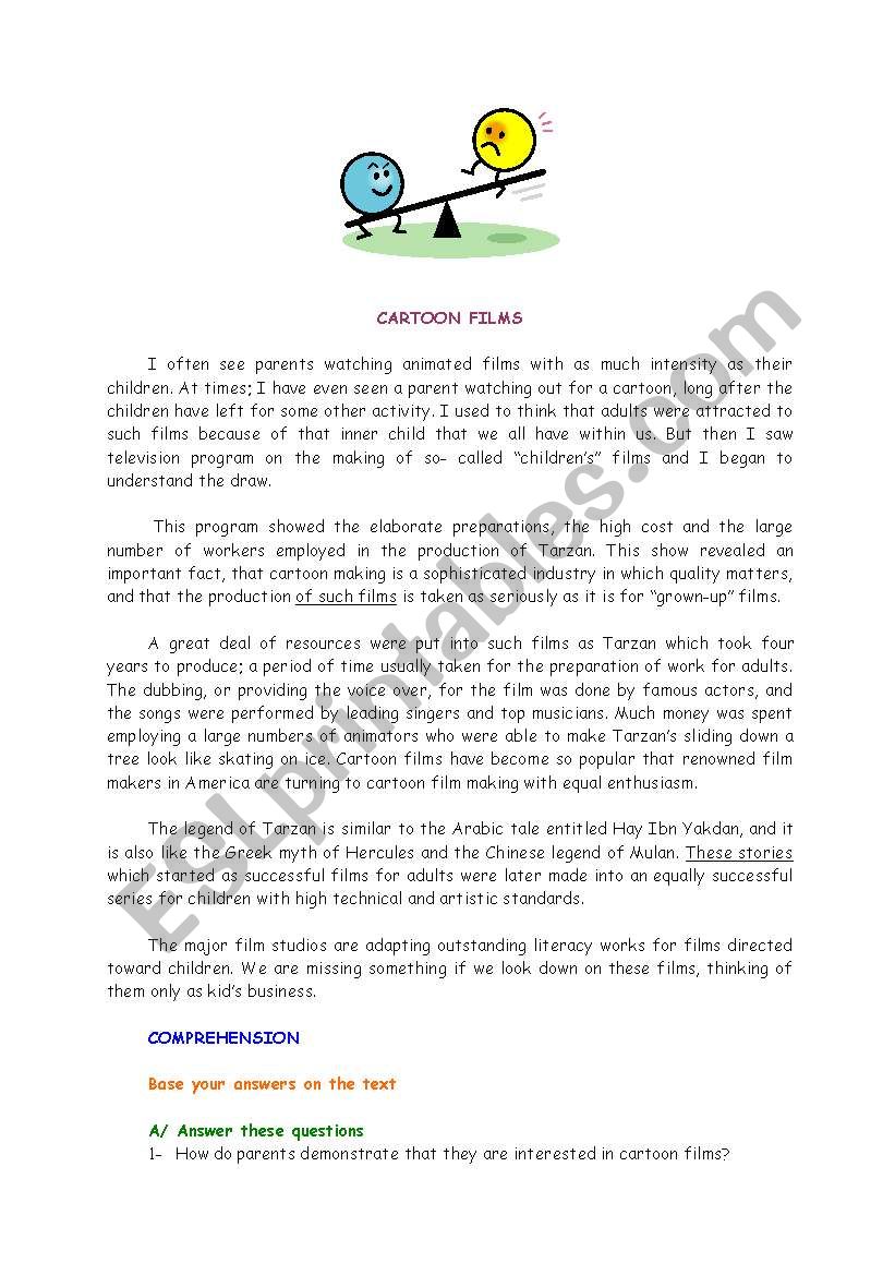 cartoon films worksheet