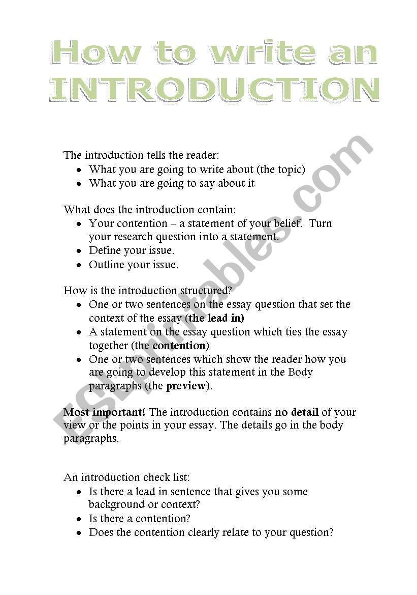How to write and introduction and conclusion of an essay