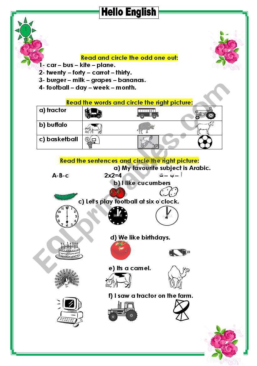 Read and circle the correct the odd one out: part 2   (2 - 3)