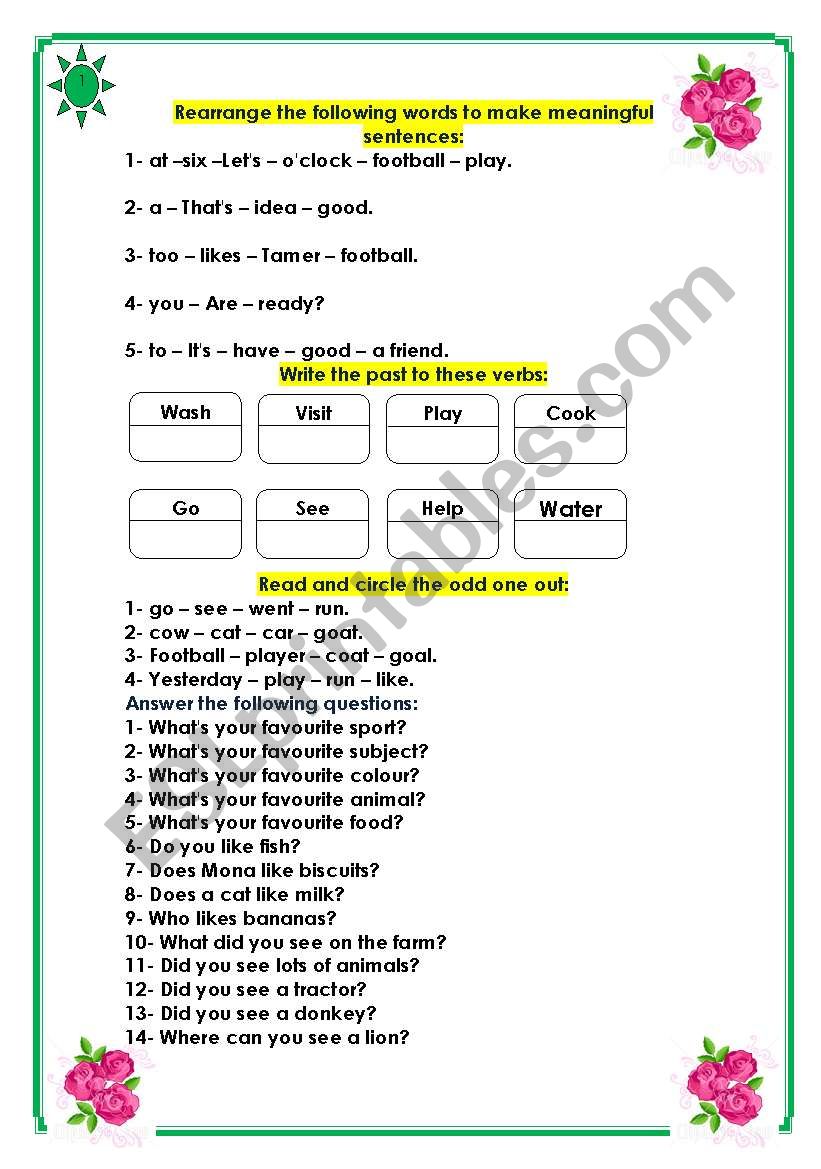 Read and circle the correct the odd one out: part three (3 - 3)