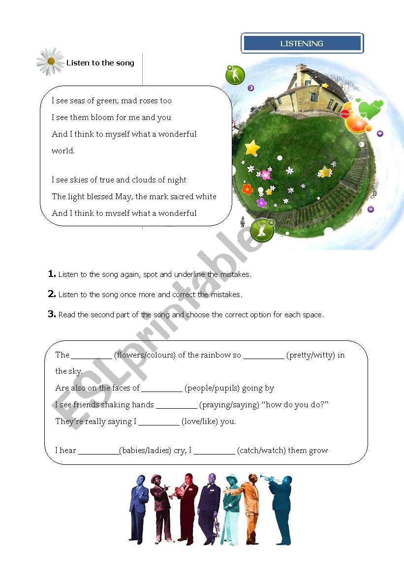 A Wonderful World worksheet