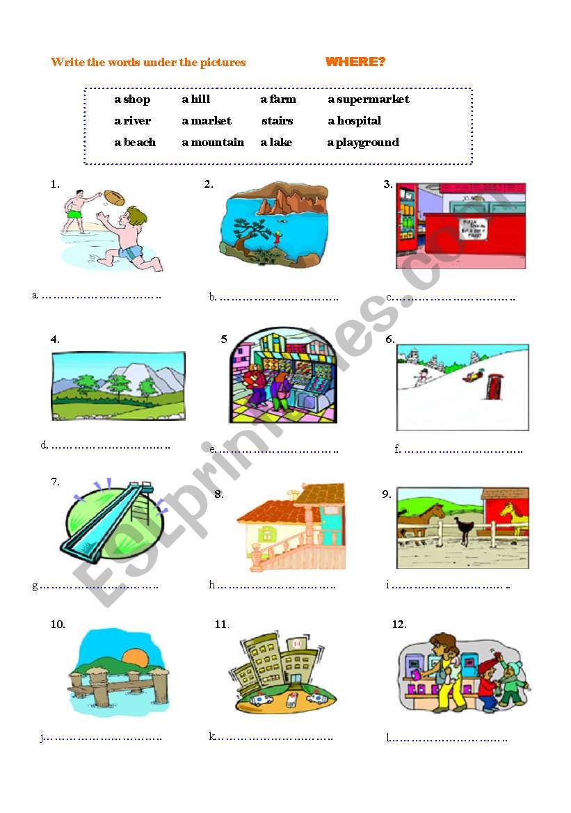  Places worksheet