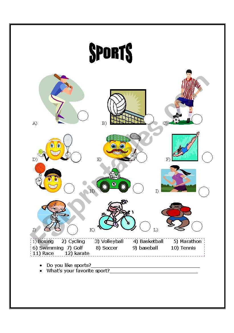 SPORTS worksheet