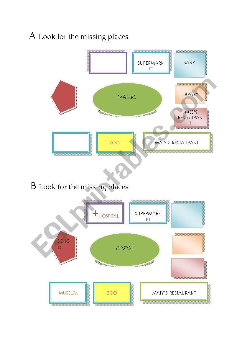 Places and prepositions worksheet