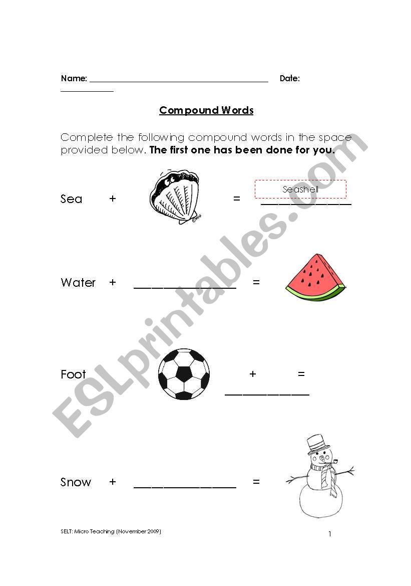 Compound Words Exercise worksheet