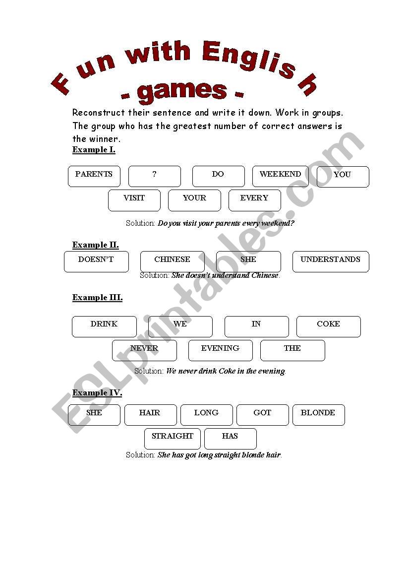 Put the sentences in order - game