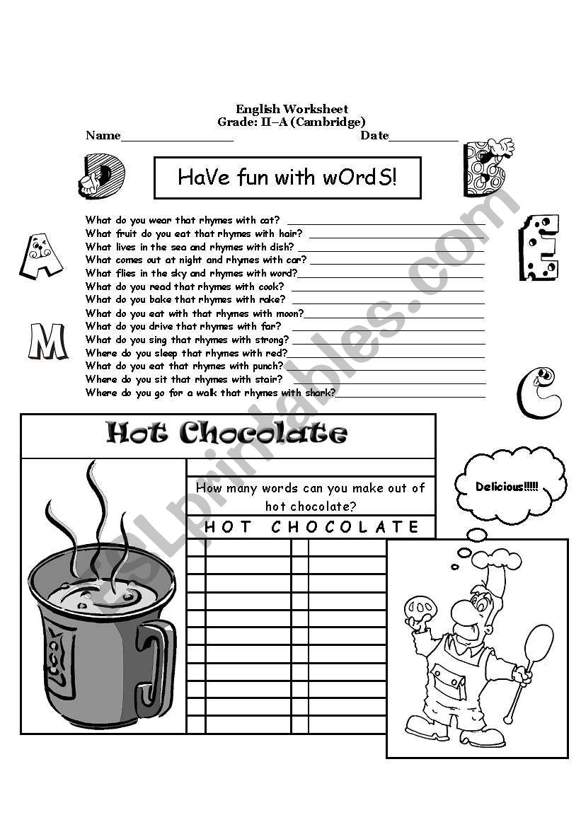 HAVE FUN WITH WORDS worksheet