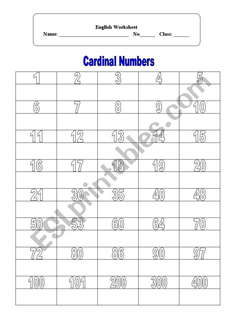 Numbers worksheet