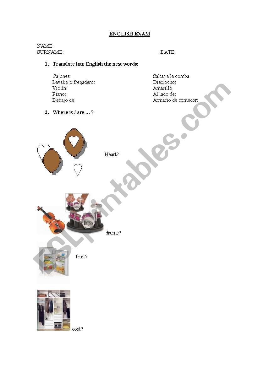 english exam 4 worksheet