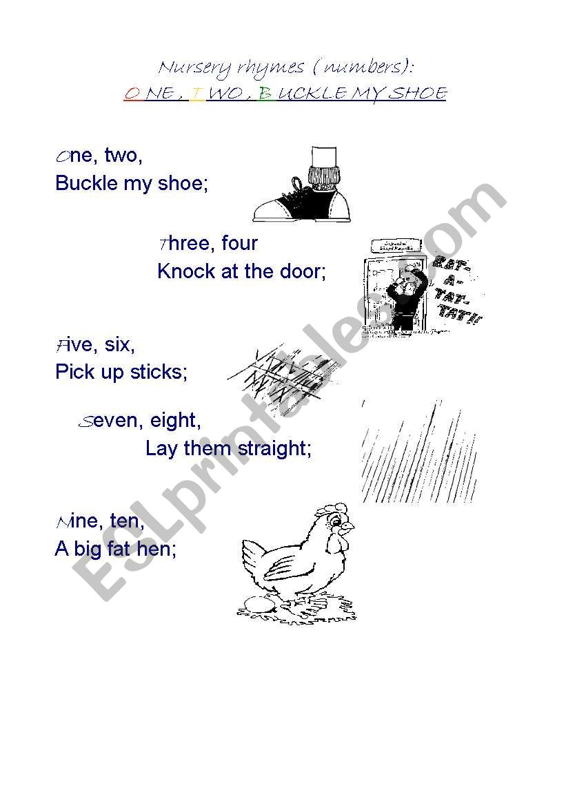 One, two, BUCKLE my SHOE worksheet