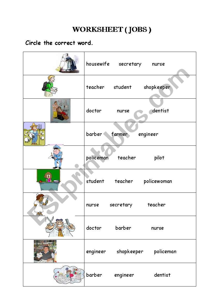 jobs worksheet