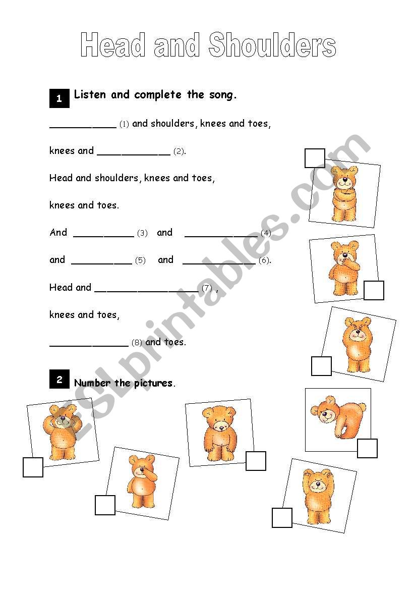 head and shoulders worksheet