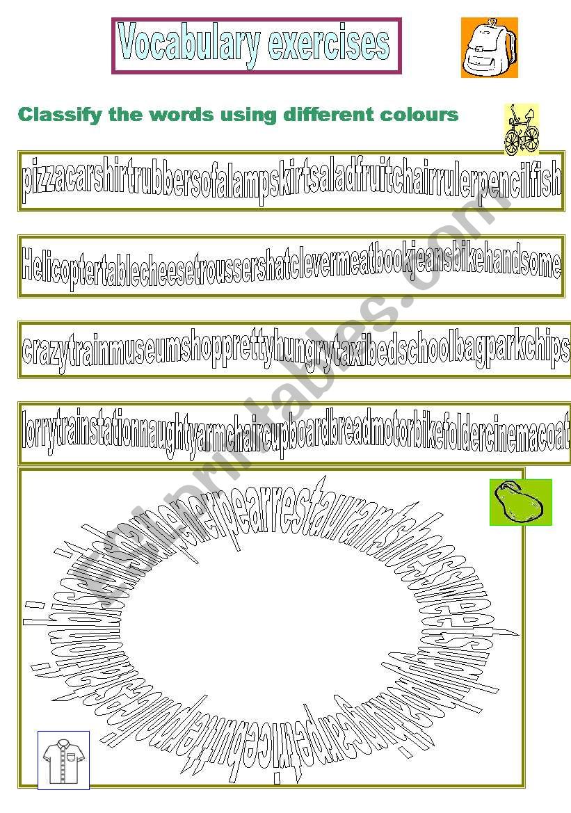 vocabulary search worksheet