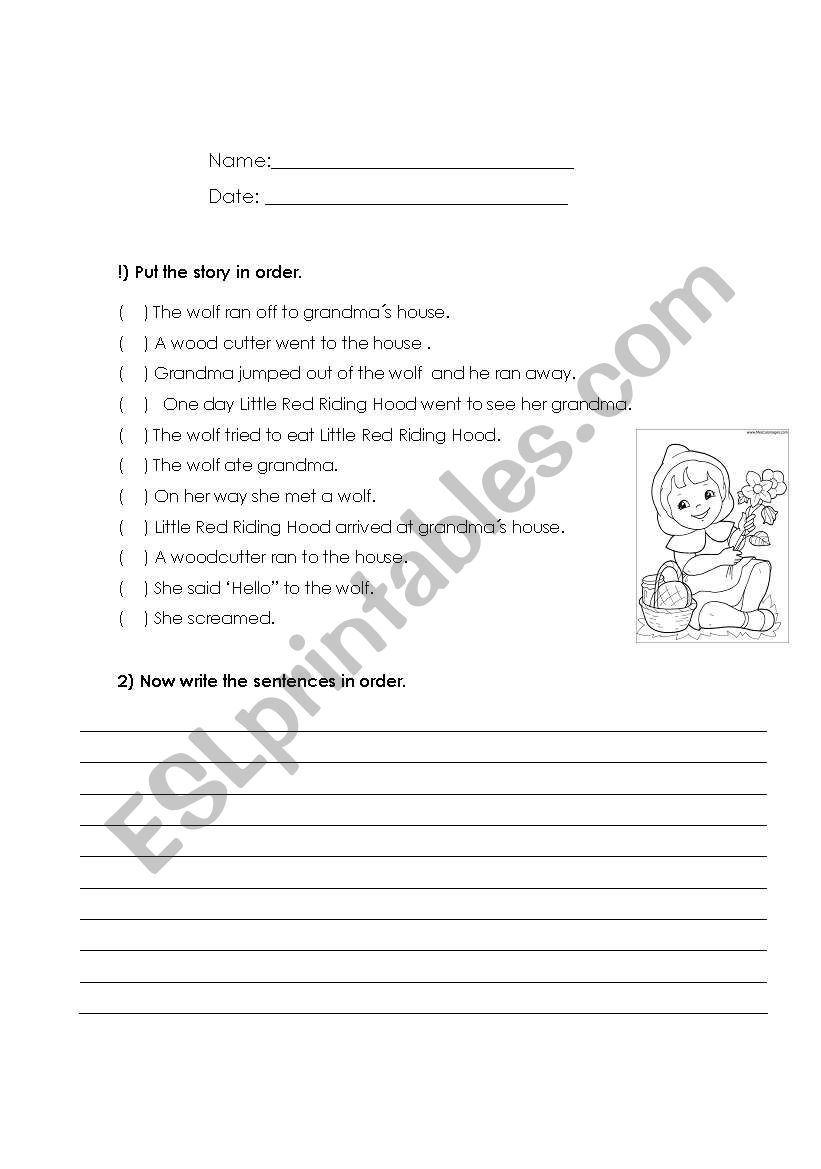 Little Red Hiding Hood worksheet