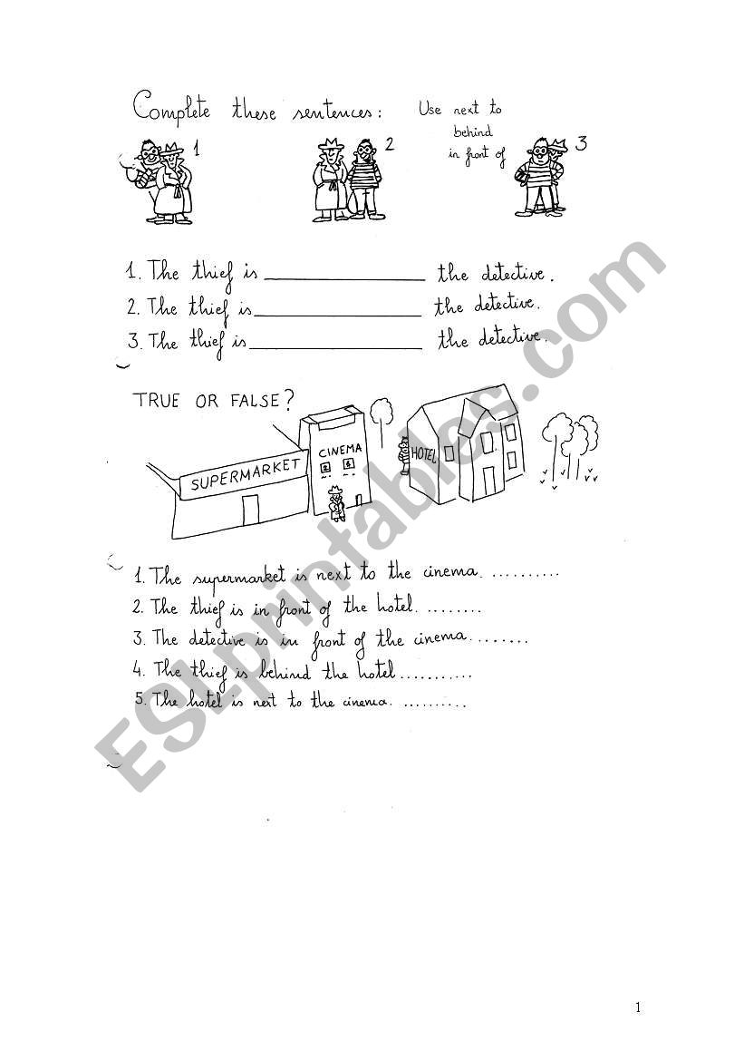 The prepositions worksheet