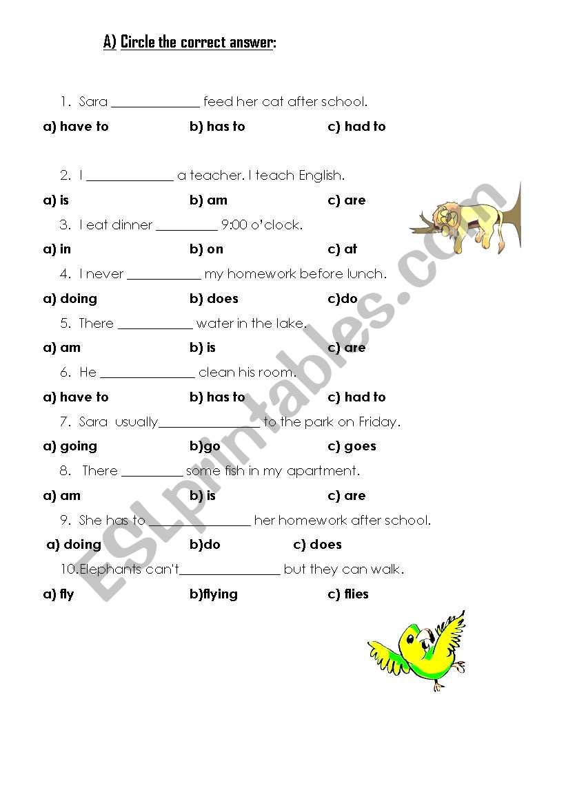 animal worksheet