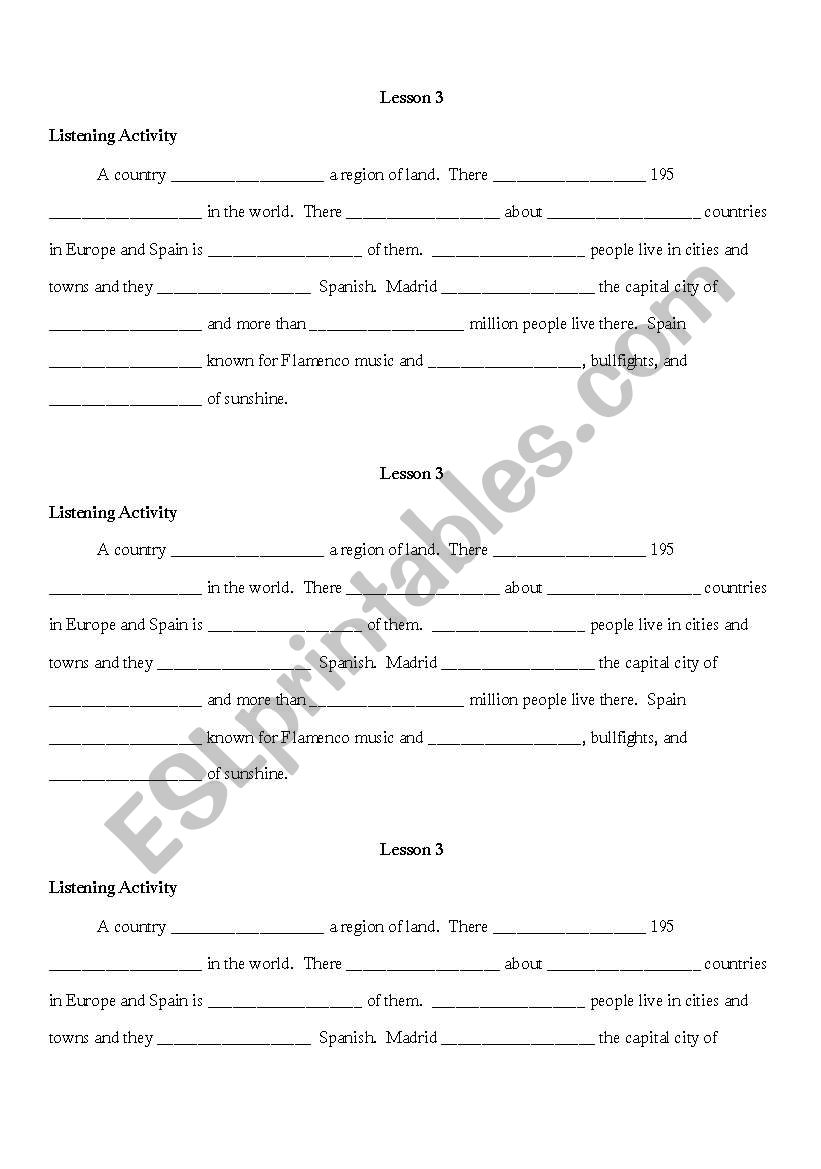 Listening Activity for Beginners (Lesson on Countries and Nationalities)