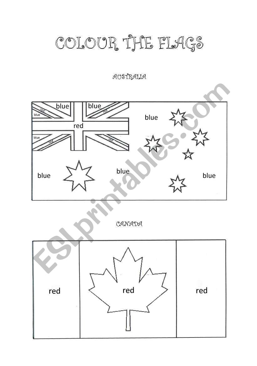 Colour the flags (AUSTRALIA and CANADA)