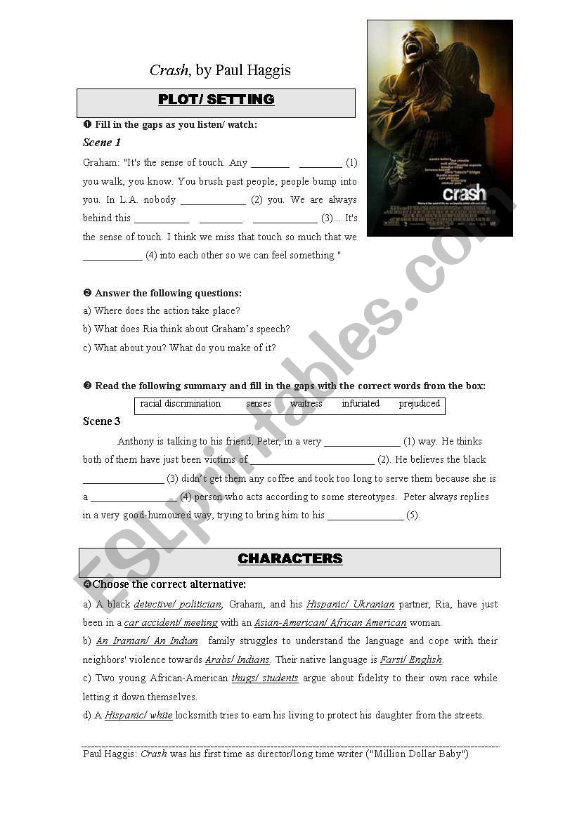 Crash, by Paul Haggis (2004) worksheet