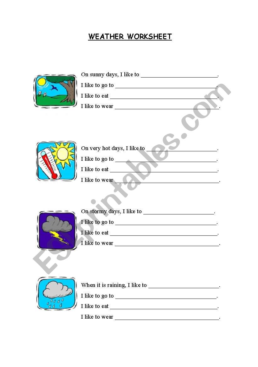 Weather Worksheet worksheet