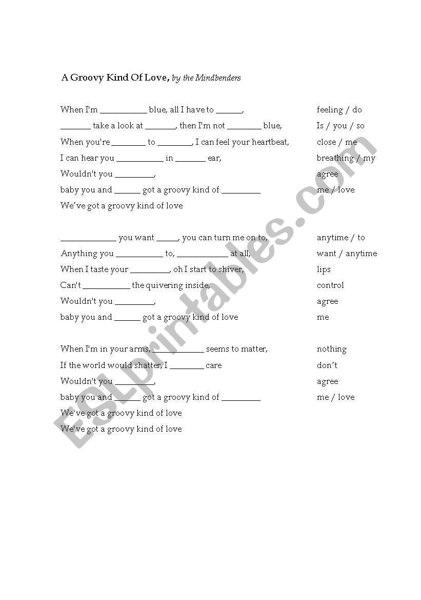 A Groovy Kind of Love worksheet