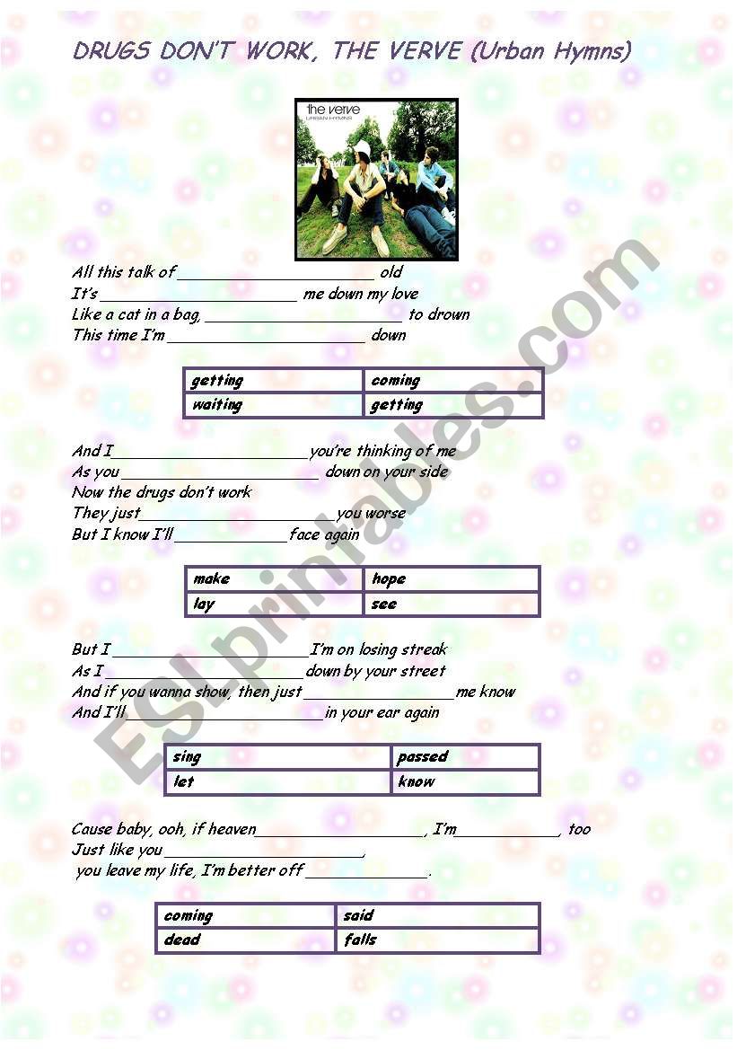 song - Drugs dont work worksheet