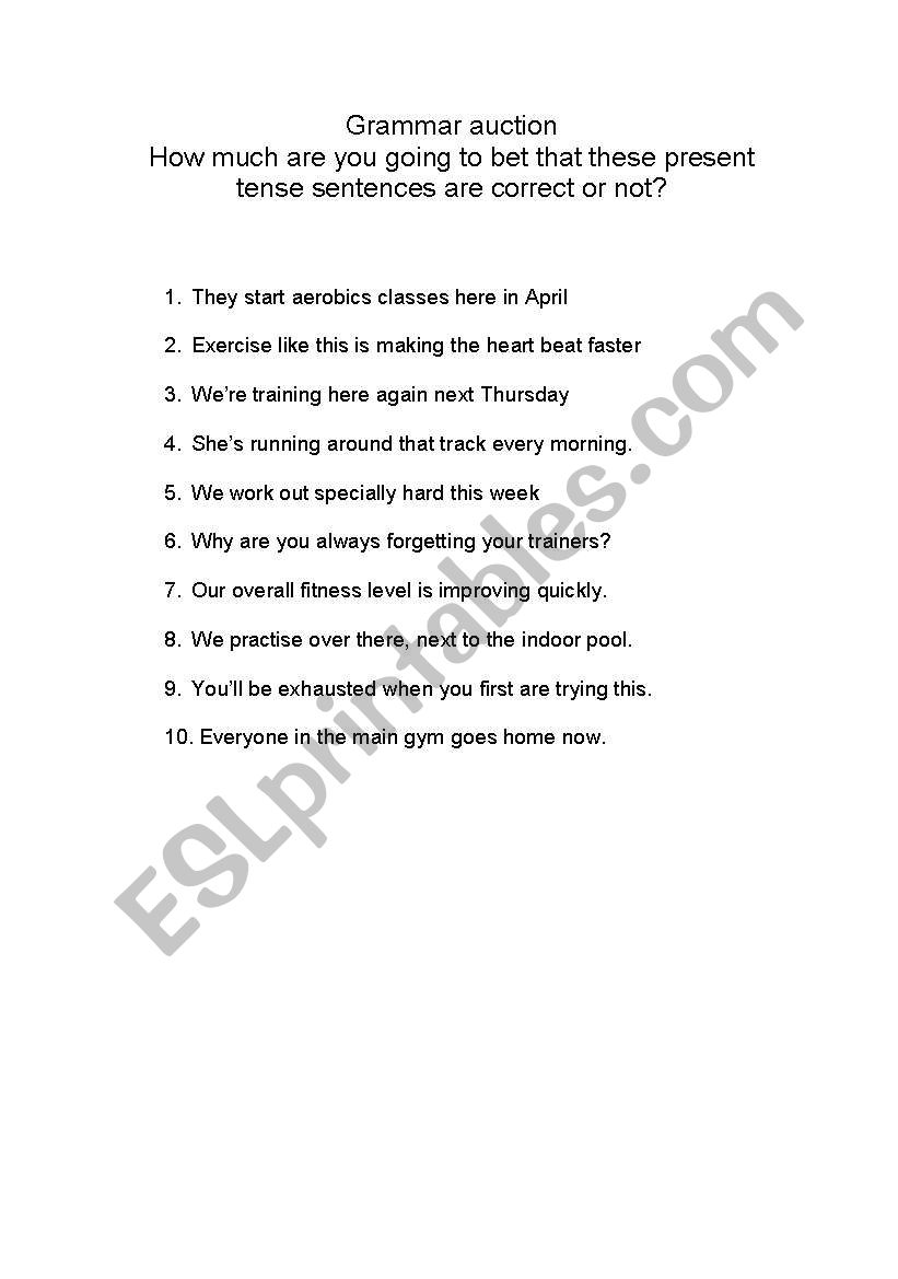 present tenses grammar auction
