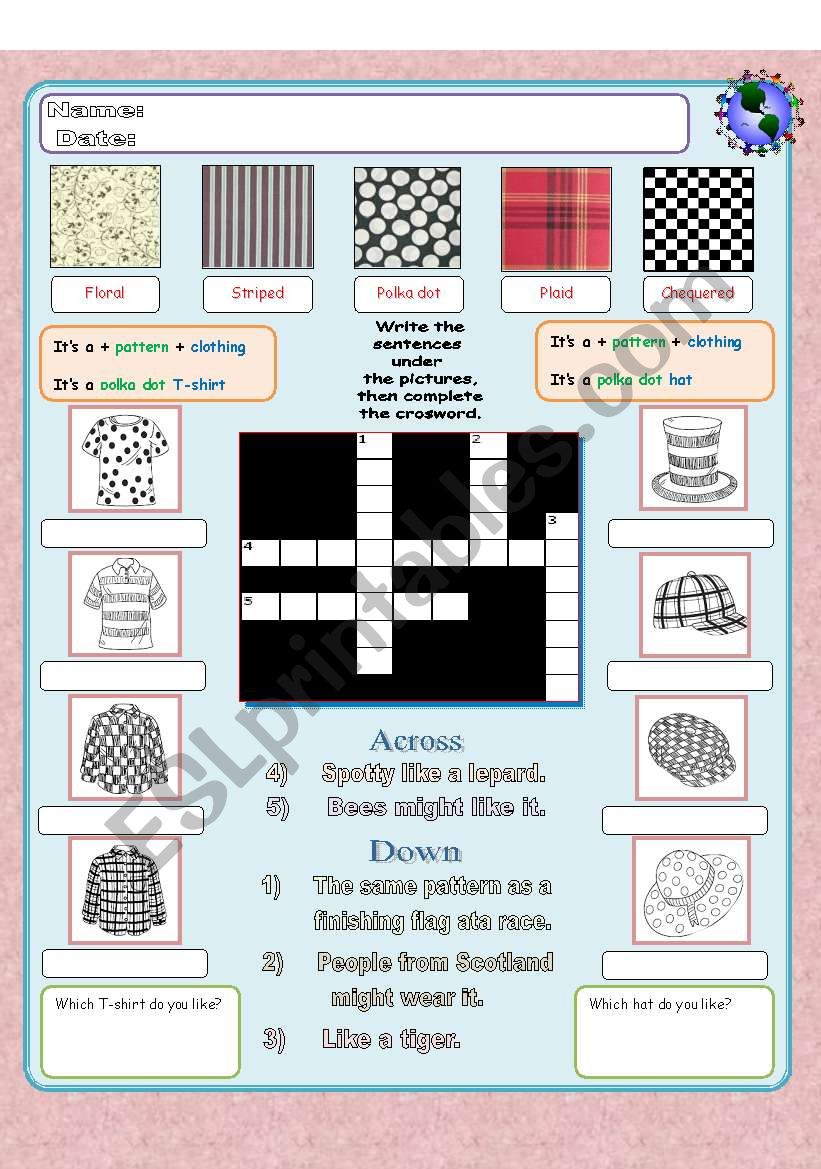 Patterns worksheet