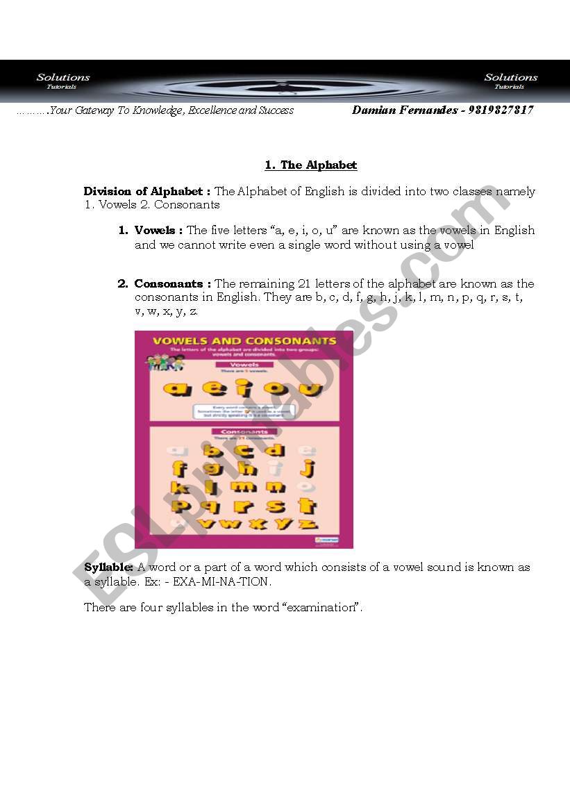 Articles worksheet